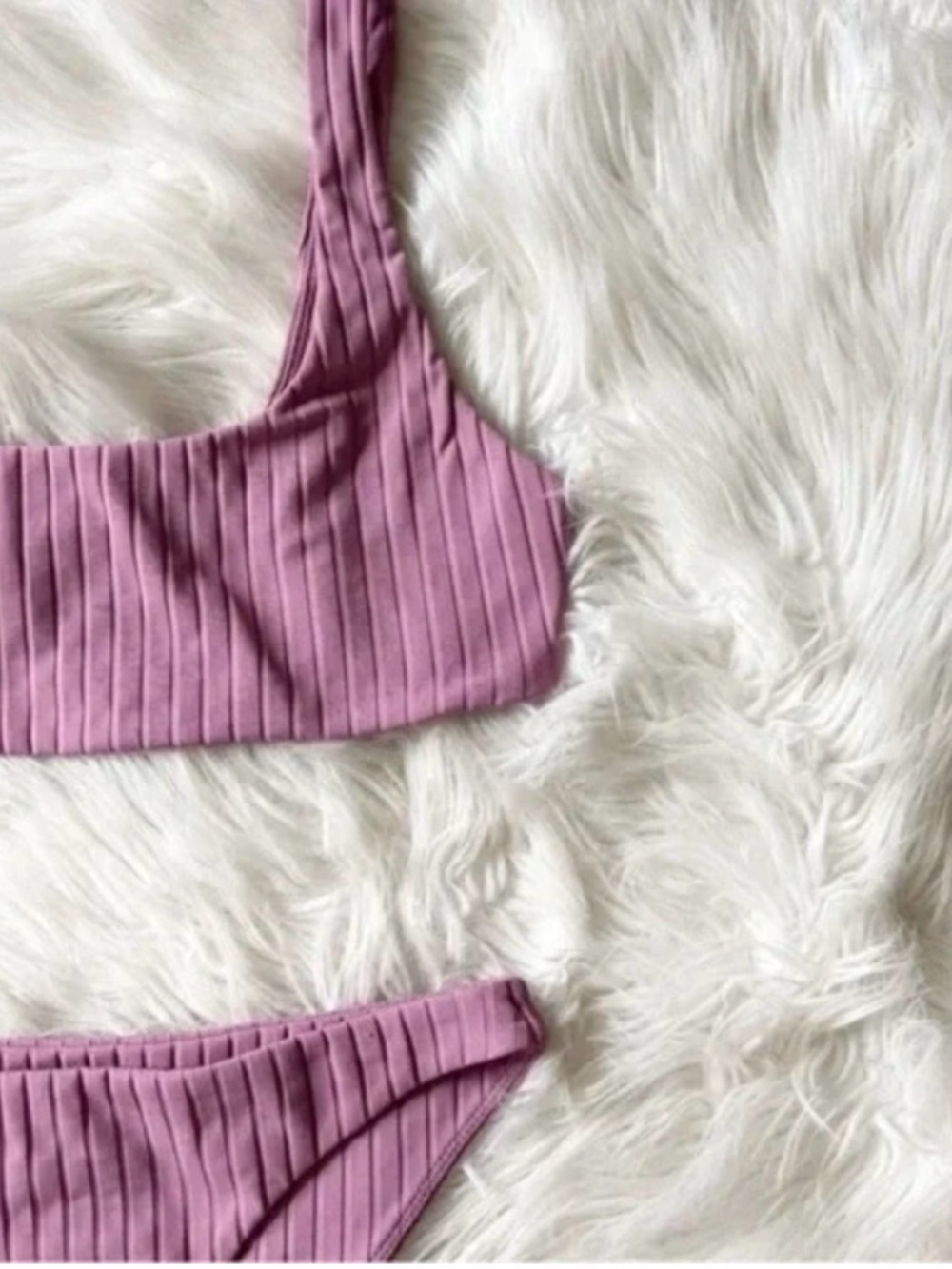 Mikoh Mauve Ribbed Scoop Bikini Set L/XL - Picture 3 of 5